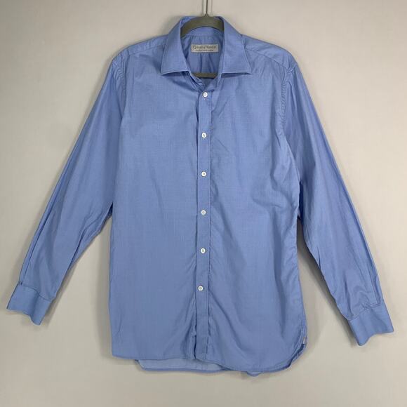 Share Gieves & Hawkes Men Shirt Shirt 16 Blue Casual Button Up Long Sleeve Workw - Picture 1 of 9